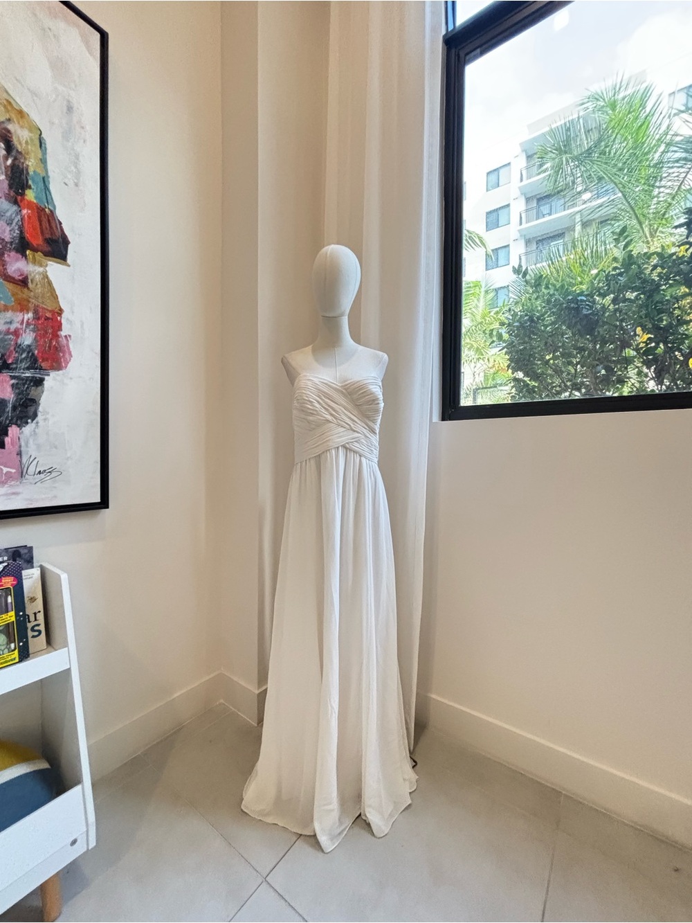 Lauren Ralph Lauren Evening White Chiffon Grecian Strapless Maxi Dress